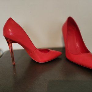 Aldo red pumps, acrylic heel, size 6